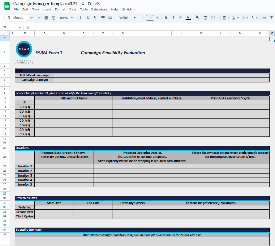 FAAM Application Form