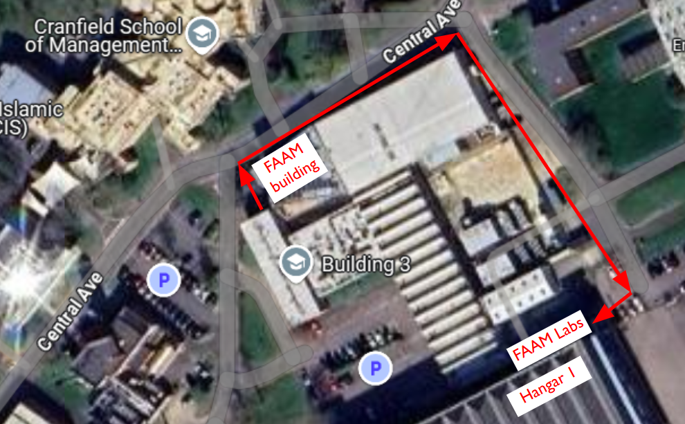 Route from the FAAM office to the labs