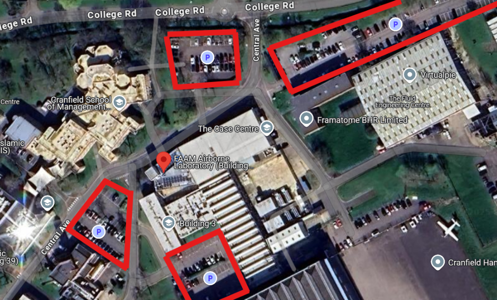 Parking locations near the FAAM office