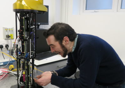 James Dorsey with a high-tech instrument